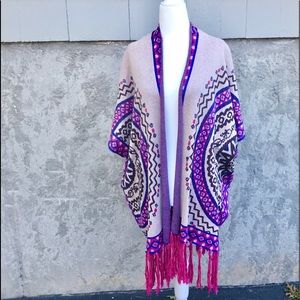 Anthropologie Flying Tomato Fringe Boho Poncho